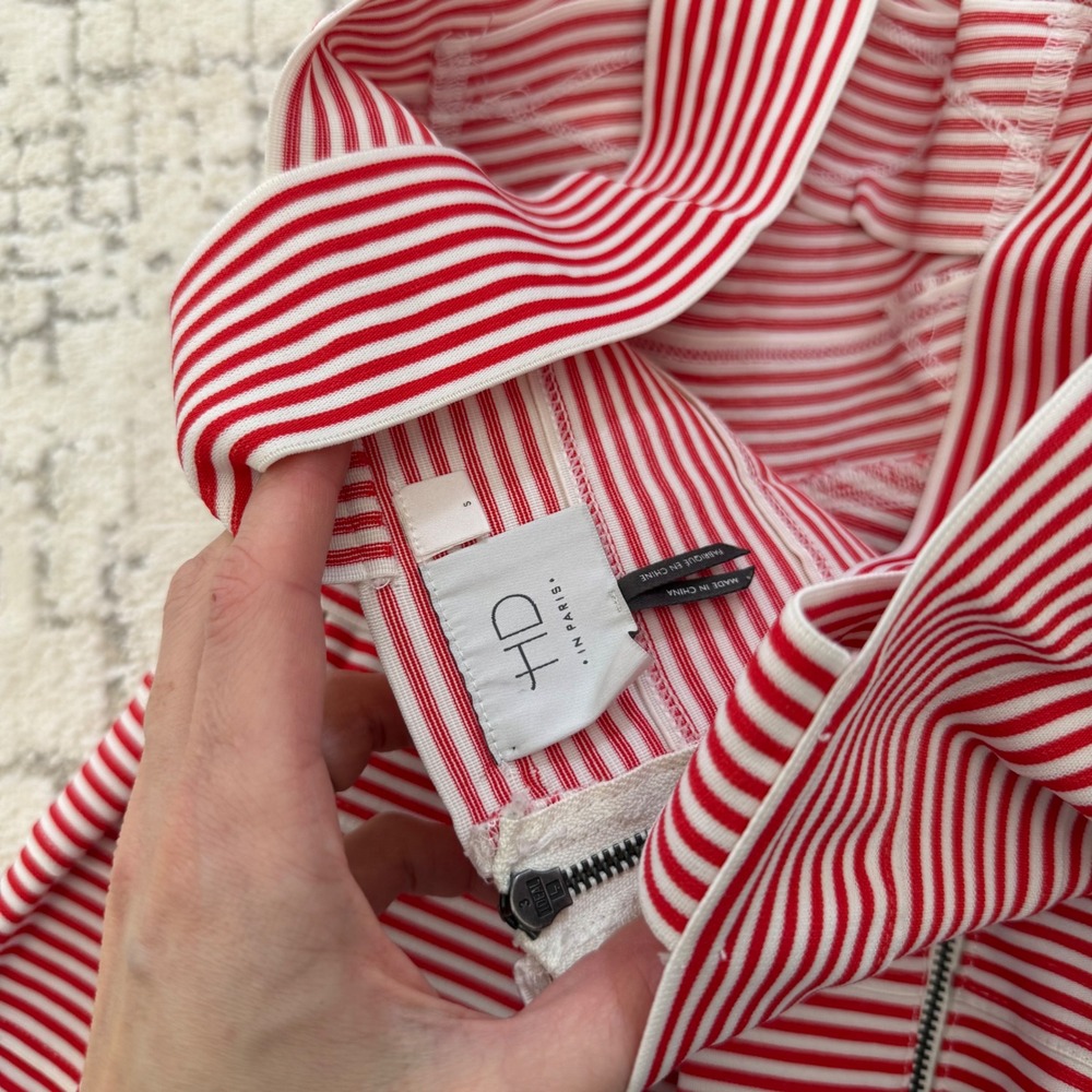 HD in Paris Anthropologie Red White Striped Bandage Peplum Top S Sweetheart M1 - Picture 5 of 6